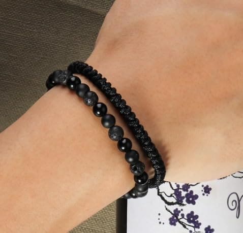 Black Obsidian Oynx Lava Beaded Bracelet