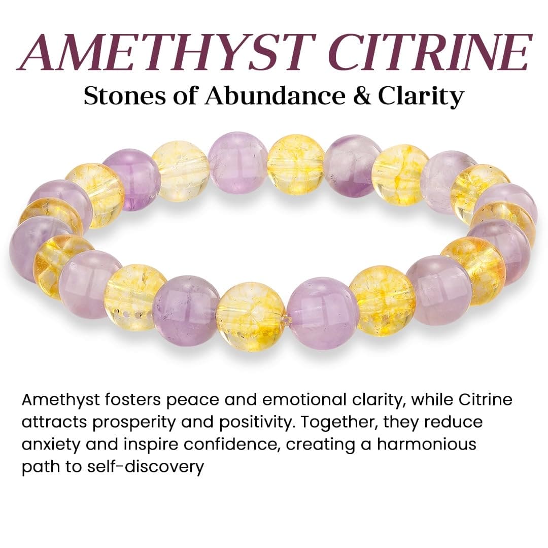 Citrine and Amethyst Crystal Bracelet