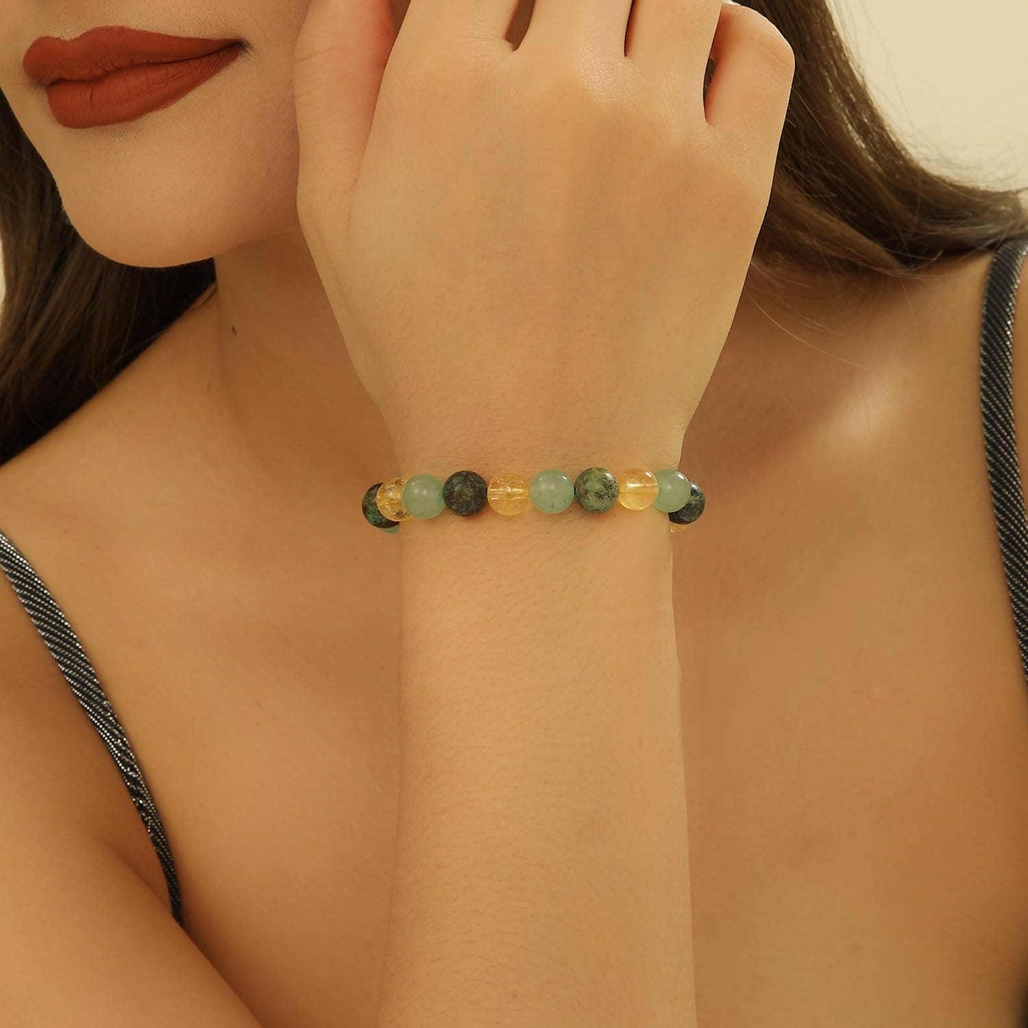 Wealth Turquoise Beaded Crystal Bracelet