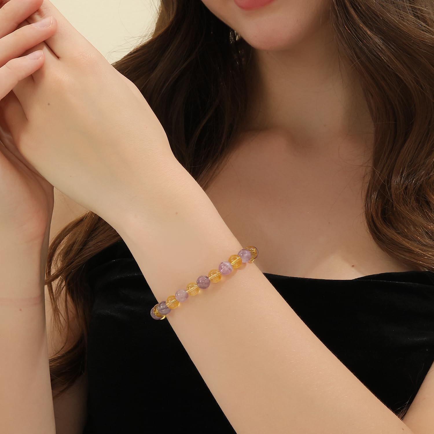 Citrine and Amethyst Crystal Bracelet