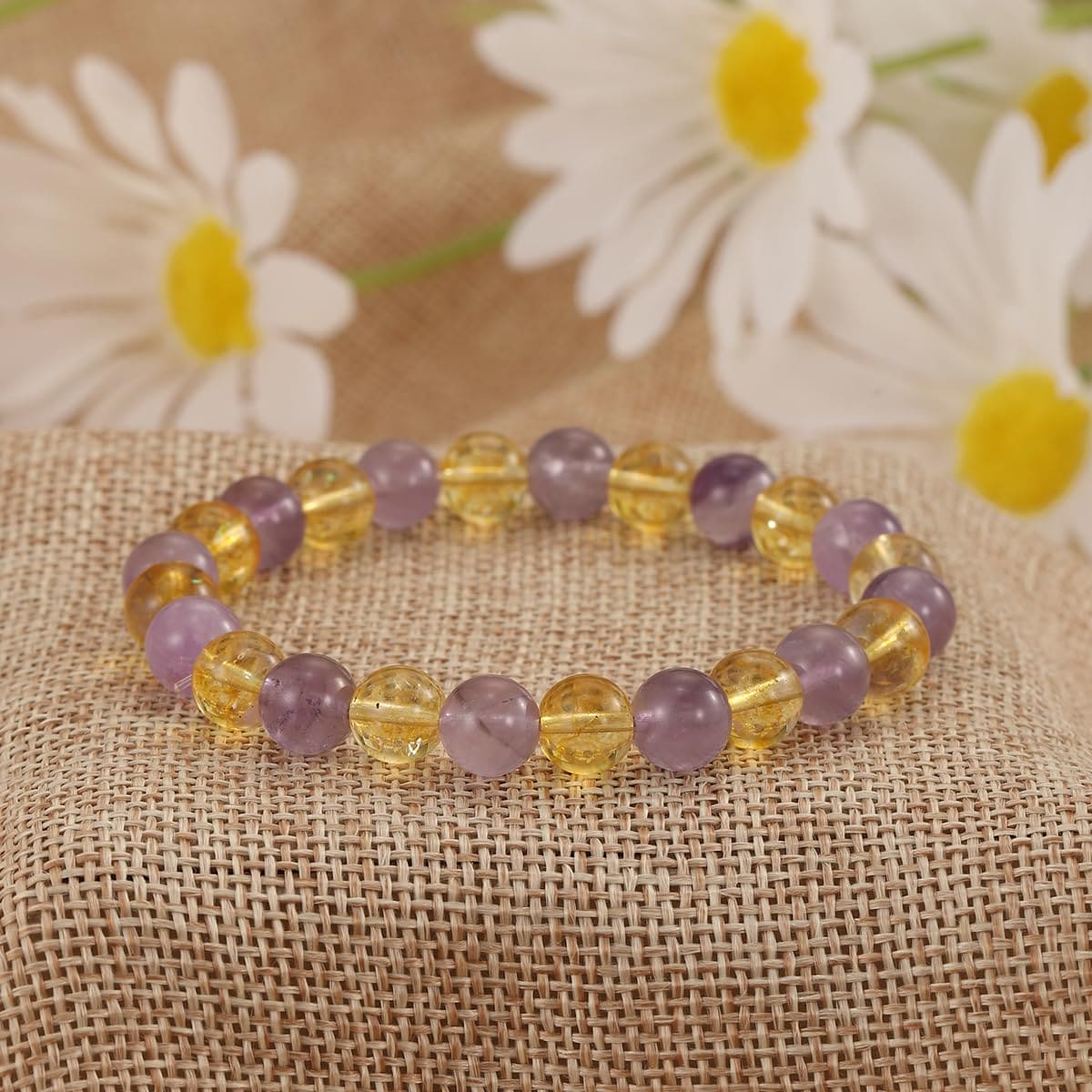 Citrine and Amethyst Crystal Bracelet